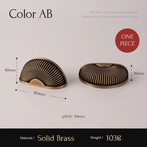 (Pas de 64 mm) Poignées Santaya en laiton antique brossé, poignées de luxe pour meubles de cuisine, armoires, commodes, tiroirs, etc. (1/5)