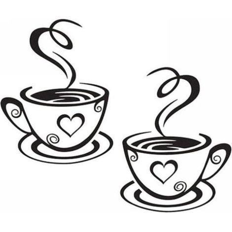 Coffee Cup Design Wall Stickers Home Decals Kitchen Restaurant Decor