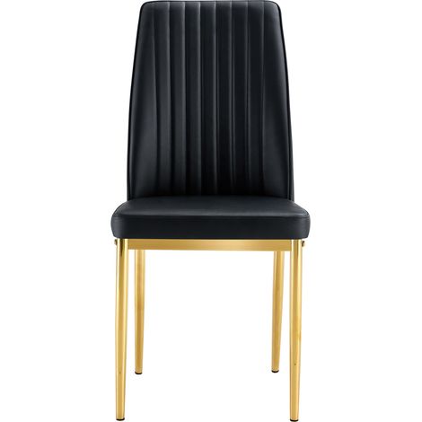 Set di 4 sedie da pranzo nere in PU con gambe in metallo dorato (1/5)