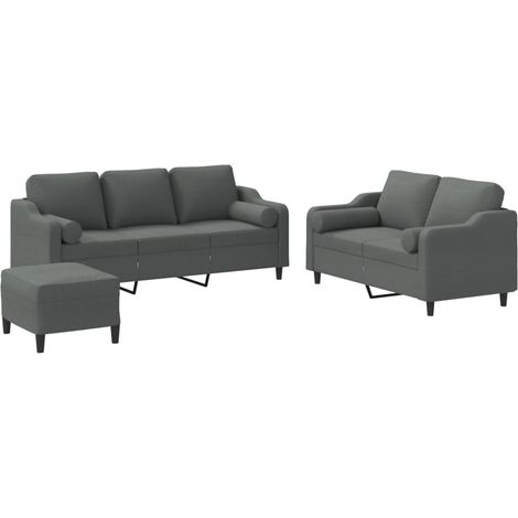 Maison Exclusive - Set di Divani 3 pz con Cuscini Grigio Scuro in Tessuto (1/5)