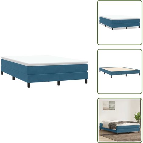 The Living Store Giroletto a Molle senza Materasso Blu Scuro 160x210 cm Velluto - Letto in velluto