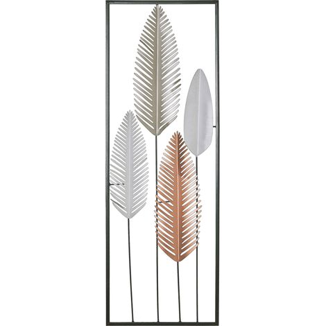 Decoración de pared pluma plata y metal dorado arte de pared estilo moderno Niobium (1/5)