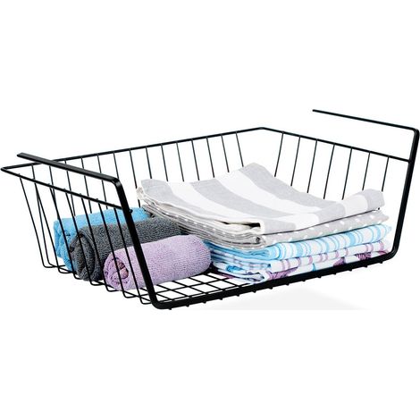Panier suspendu en métal noir pour étagère inférieure 40,5 x 26,5 x 14,5 cm (1/5)