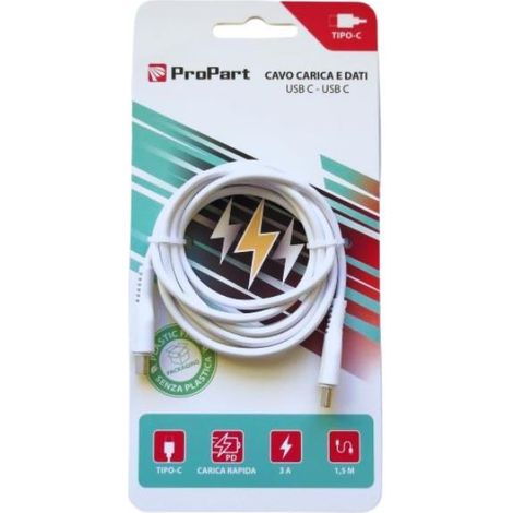 Cavo usb c usb c 3a 1,5 metri bianco life365 italy pp15cc631w (1/2)