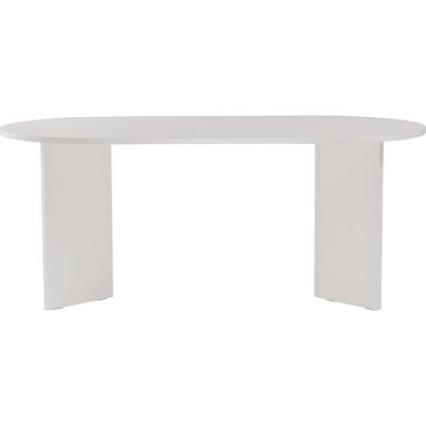 M&S – Table de salle à manger ovale 180 cm – Mélaminé blanc – Pour 6-8 personnes – Surface anti-rayures – Pieds pleins pour stabilité