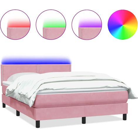 Maison Exclusive - Letto a Molle con Materasso e LED Rosa 160x210 cm in Velluto