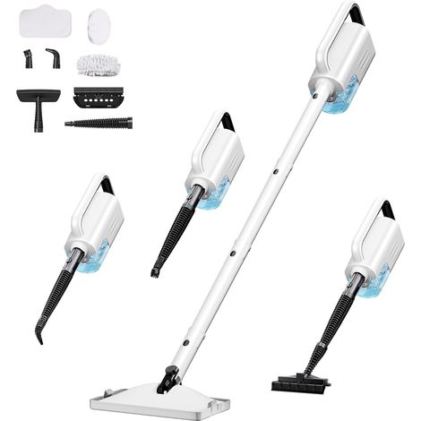 Nettoyeur Vapeur, Balai Vapeur Multifonction 8 en 1 pour Sols et Maison, 1200W Préchauffage 15s (120°C), Élimine 99.9% des Bactéries, Laveur Vapeur Ajustable avec 2 Patins Lavables (1/5)