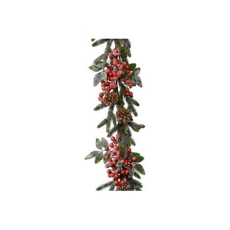 GUIRNALDA DE NAVIDAD BERRYS Y PIÑAS NEVADA 180CM.