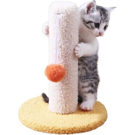 Poteau Escalade Chat - 24 cm Hauteur - Base 18 cm - Polaire Corail et Corde Coton - Multifonctionnel Griffoir Grattoir - 1 Pièce (1/4)