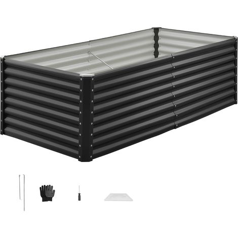 Mophorn Metal Raised Garden Bed, 6 x 3 x 2 ft Outdoor Galvanized Planter Box, Open Base Design, Spacious Planter for Vegetables, Flowers, Herbs, and Succulents, Dark Gray (1/5)