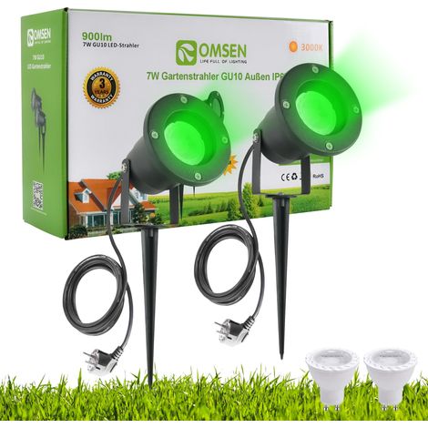 Spot de Jardin sur Piquet GU10 7W, Lumière Verte, Aluminium Solide, Étanche IP67, Ampoules Remplaçables, Spot à Piquer LED Extérieur pour Jardin, Cour, Arbre, Pelouse, Plantes, Clôture (1/5)
