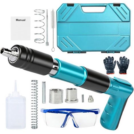 Pistolet à Clous à Béton Manuel, 5 Vitesses Pistolet Pneumatique pour Acier et Béton, Pistolets à Ongles Portable avec Gants à Lunettes (Ongles Non Inclus) (1/5)