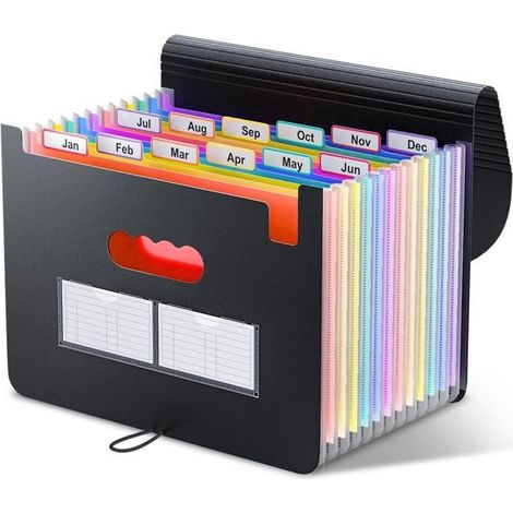 Trieur A4,12 Pochettes Rangement Papier Administratif/Classeur avec Intercalaire, Dossier Classement Bureau/Classeur Documents (1/4)