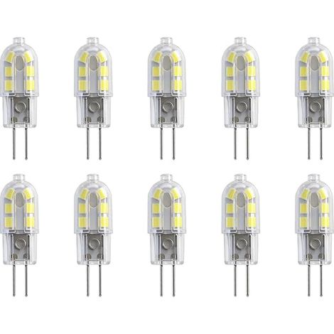Ampoules LED G4 12V, 2W Remplace Halogène, Lumière Blanche Froid 6000K-6500K, 160lm, Éclairage Angle 360°, Ampoules à Led G4 Transparente pour Cuisine, Hotte, Lustre (1/5)