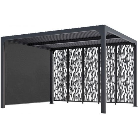 Pergola Bioclimatica in Alluminio 360x300 cm con Tenda e 5 Pannelli