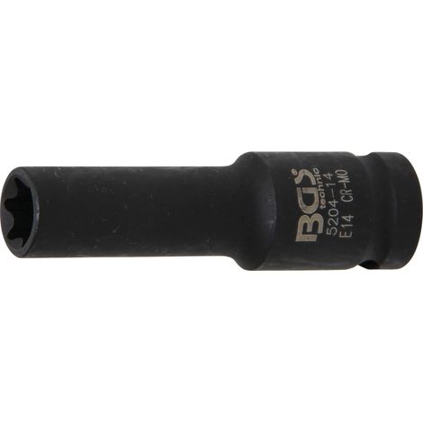 Llave de vaso de impacto E-Torx, larga entrada 12,5 mm (1/2") E14