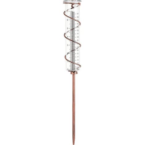 Spiralförmiger Regenmesser aus Glas mit 17 cm Fassungsvermögen, Metallrahmen, Garten-Regenmesser, bronzefarbenes Eisenrohr, Außen-Regenmesser, Glas-Deko-Regenmesser für den Garten (1/4)