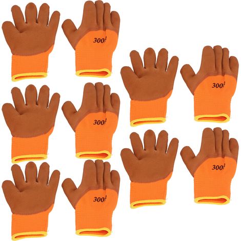 Lot de 5 paires de gants de travail d'hiver résistants à l'usure, en nylon chaud et épais, pour temps froid. (1/5)