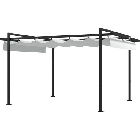 Cette pergola rétractable vous permet d'ajuster la couverture selon vos envies : profitez du soleil ou détendez-vous à l'ombre. Sa structure en acier est robuste et est fournie (1/5)