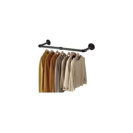 Tringle à vêtements murale industrielle en tuyau, porte-vêtements robuste fixation murale pour chambre, dressing, entrée – Style loft–