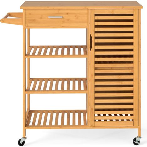 Carrello da cucina 91 x 44 x 89 cm ampio spazio di stoccaggio design a doghe di bambù naturale 200011330