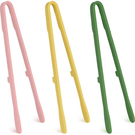 Lot de 3 pinces en silicone pour la cuisine et le service petites pinces de cuisine de 26 virgule 4 cm antidérapantes et résistantes à 1 virgule 9 cm (1/4)