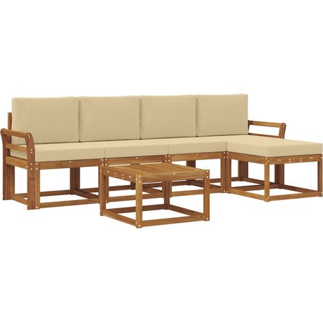 Ensemble de canapés d'extérieur 6 pcs Salon de jardin Naturel et Beige (1/5)