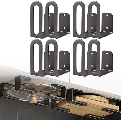 8 Pièces Support pour Planche à Découper, Porte Planche à Découper Réglable et Multifonctionnel Rangement Couvercle Casserole pour Armoires de Cuisine et Rangement Dans La Salle de Bain (1/5)