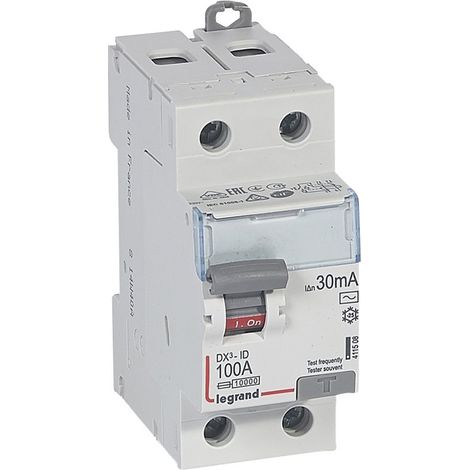 Interrupteur différentiel DX³-ID arrivée haute et départ bas à vis - 2P 230V 100A typeAC 30mA - 2 modules - LEGRAND