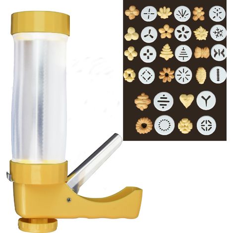 Presse À Cookies - En Acier Inoxydable Et Résine ABS - 16 Disques De Forme Festive - 6 Embouts Pour Glacage - Kit Complet De Décoration De Gâteaux (1/4)