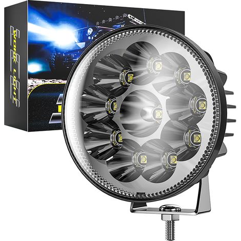 Phare de Travail LED Rond 4 Pouces 30W 6000LM 6500K, Phare Spot Convergent pour Toit de 4x4, Phare de Conduite et Réparation IP67 Étanche DC9-30V Aluminium + LED, pour Camion, Moto, Quad, Bateau, Engi (1/5)