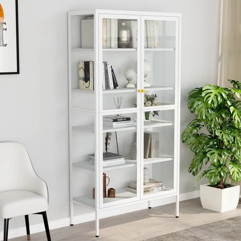 Vitrine Weiß 90x40x180 cm Stahl und Gehärtetes Glas vidaXL (1/5)