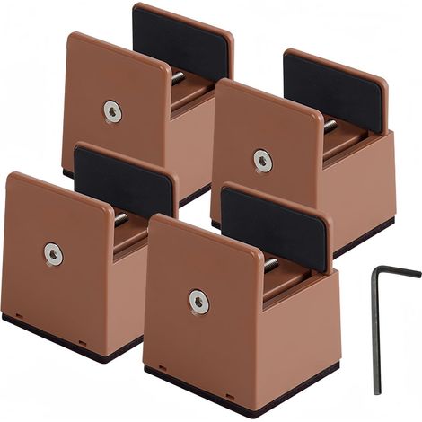 .Rehausseur de meubles 5 cm, lot de 4 avec pince à vis réglable, supporte 5000 lb, rehausseurs de meubles à charge lourde pour lit, table, chaise, canapé (Marron, 5 cm) (1/4)