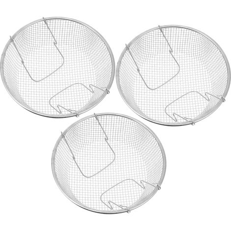 Lot de 3 paniers à friture en acier inoxydable avec poignée, friteuses (1/5)