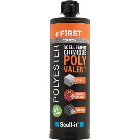 Scell-It – Kit de scellement chimique polyester 410 ml – Agrément SOCOTEC pour matériaux creux – Temps de prise rapide – FIRST410G