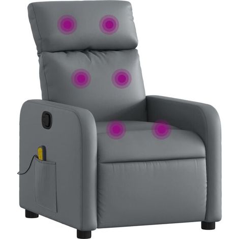 Fauteuil de massage inclinable en similicuir gris (1/5)
