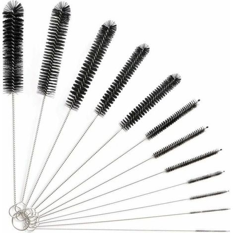 -12pièce Tube Brosse de Nettoyage,Goupillon Nettoyage,Brosse de Nettoyage Tube pour Bouteille en Verre Bébé Biberon Bouilloire Clavier, Tuyau Brosses de Nettoyage,Brosse de Nettoyage Bouteille -Ver (1/4)
