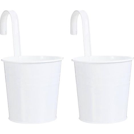 Lot de 2 pots de fleurs suspendus en métal, seaux en fer, pots de fleurs en métal (1/5)