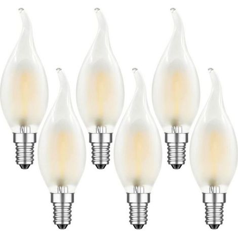 Ampoule LED E14 Filament - - 4W - Blanc chaud 2700K - Dimmable - Équivalent 40W - 400lm - Forme de flamme (1/4)