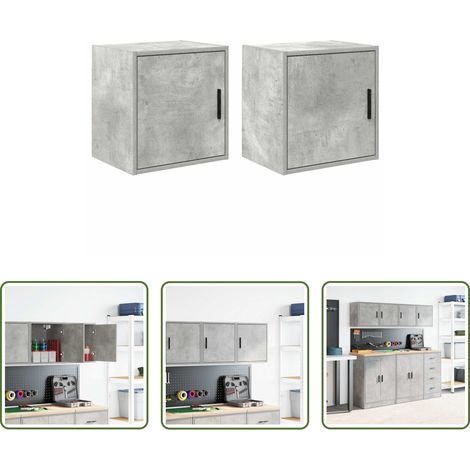 Rangement garage - Armoires murales de garage 2 pcs gris béton bois d'ingénierie (1/5)