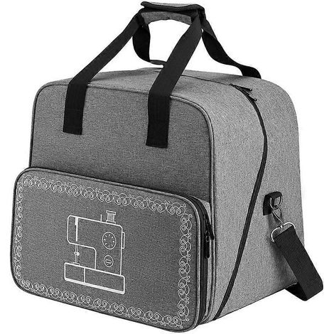 Grand sac de rangement pour machine à coudre, housse de protection grise, pochette de transport et stockage, étui pratique pour surjeteuse, accessoire de couture, gris anthracite (1/5)