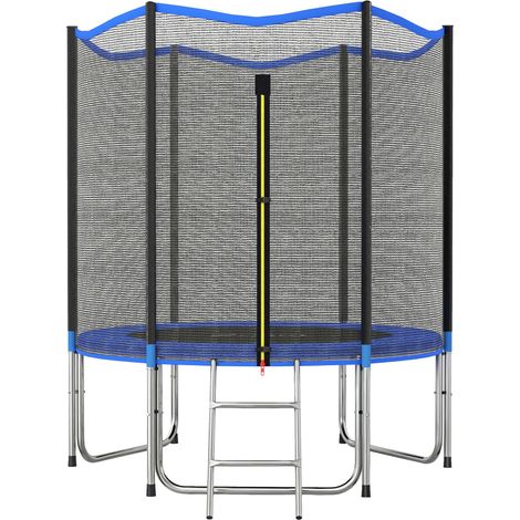 Trampolín de jardín redondo 183 x 200 cm red de seguridad acolchada escalera incluida contemporáneo escandinavo de PP azul 210006673 (1/5)