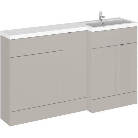 Alrewas Contemporary 2 Door Right-Hand Floor Standing Combination Unit with Basin, Pebble Grey, 1500mm