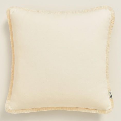 Housse décorative de Coussin 50 x 50 cm Taie d'oreiller pour Coussins Canapé avec Fermeture éclair Invisible Crème, 1 pièce (1/2)