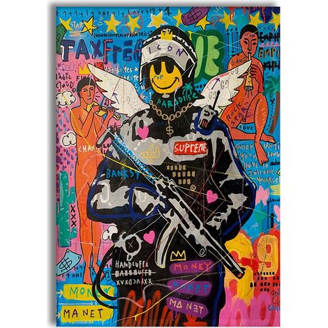 Street Soldier - Tableau Canvas contemporain sur châssis en bois - Dimension : 50x70 cm (1/3)