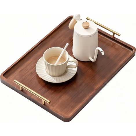 Vassoio decorativo in bambù con manici, ideale per il tavolino da caffè e per la camera da letto. (1/5)