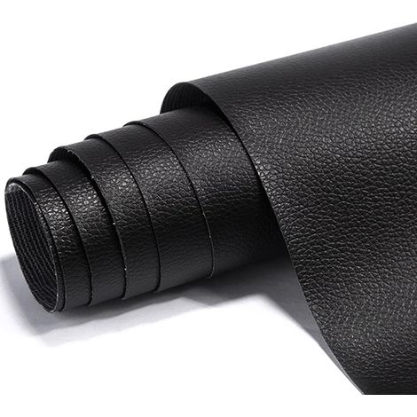 Patch de Réparation en Cuir, 1 Rouleau Auto-Adhésif en Cuir PU Patch de Réparation Kit Premiers Soins pour Canapé de Siège de Voiture Meubles Vestes Sac À Main 50x137cm Noir (1/5)