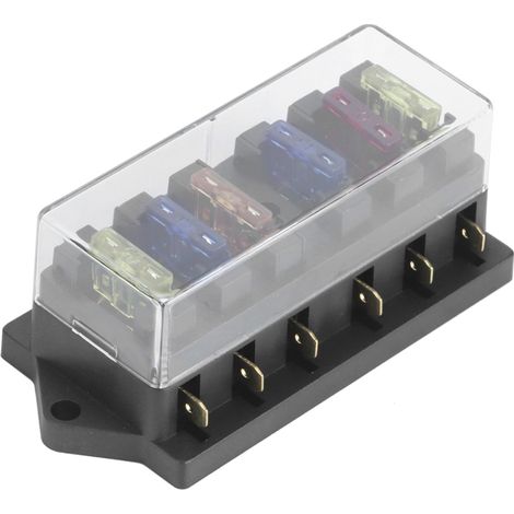 Caja de fusibles de 6 vías, 12-36 V, 6 entradas, 6 salidas, con 6 fusibles. Accesorio universal para coches y camiones.