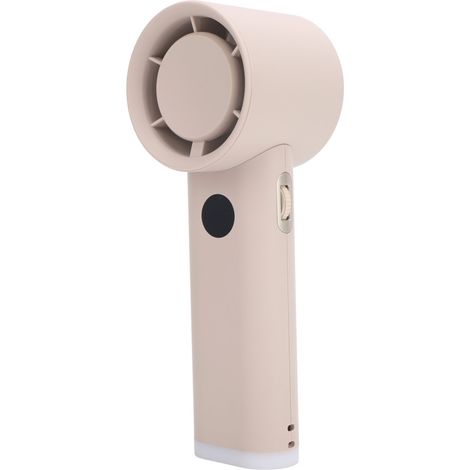 Ventilador portátil con pantalla LED, potencia regulable y luz nocturna integrada, ideal para el hogar y actividades al aire libre, color albaricoque. (1/5)
