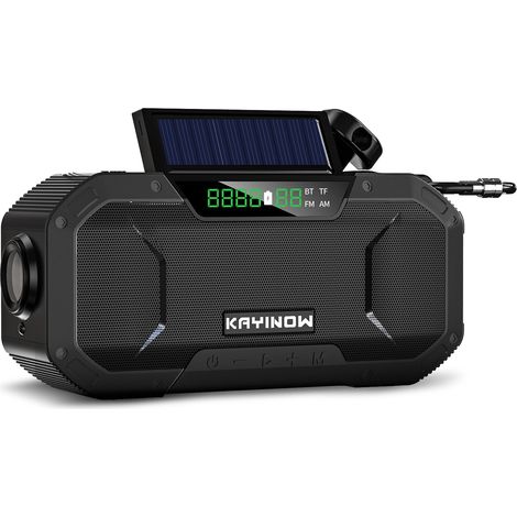 Notfall Solar Handkurbel Radio 5000mAh Power Bank Ladegerät Blitzlicht Outdoor Camping Survival Radio,Schwarz (1/5)